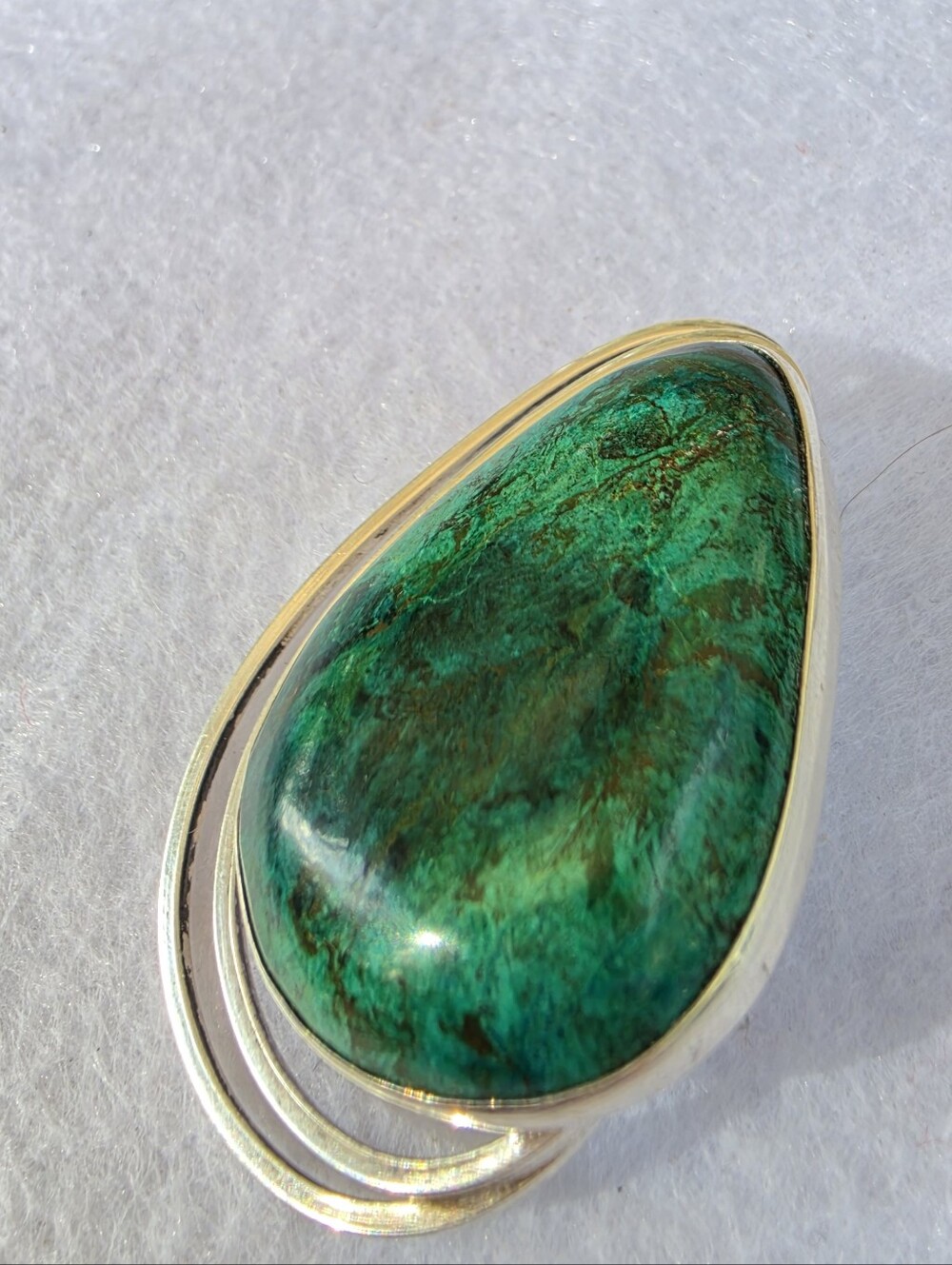 Vintage Israeli 925 Sterling Silver Modernist Eilat Stone Brooch Pendant •15.91g